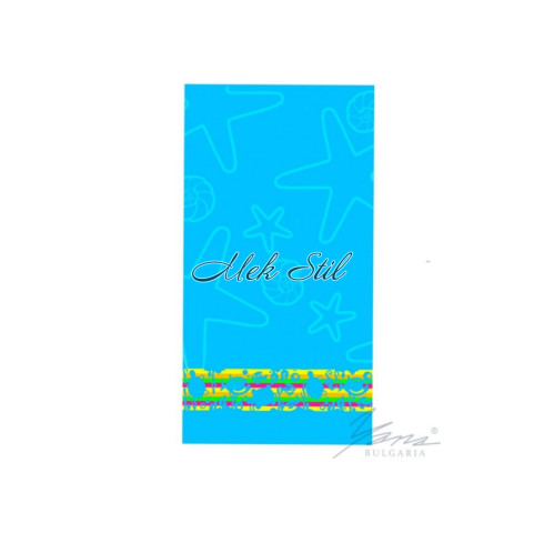 Луксозна плажна кърпа плюш 90/170 - морско дъно в цвят тюркоаз 